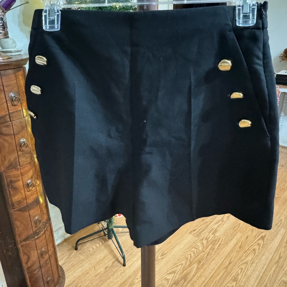 Zara Elegant Black shorts with Gold Details